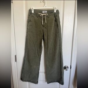 Anthropologie PAIGE Carly Wide Leg Jeans in Green with Drawstring Waist